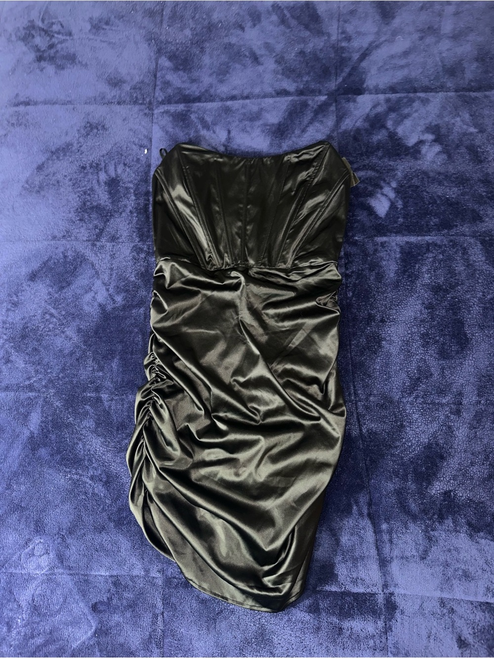 Windsor Black Strapless Satin Ruched Cocktail Dress